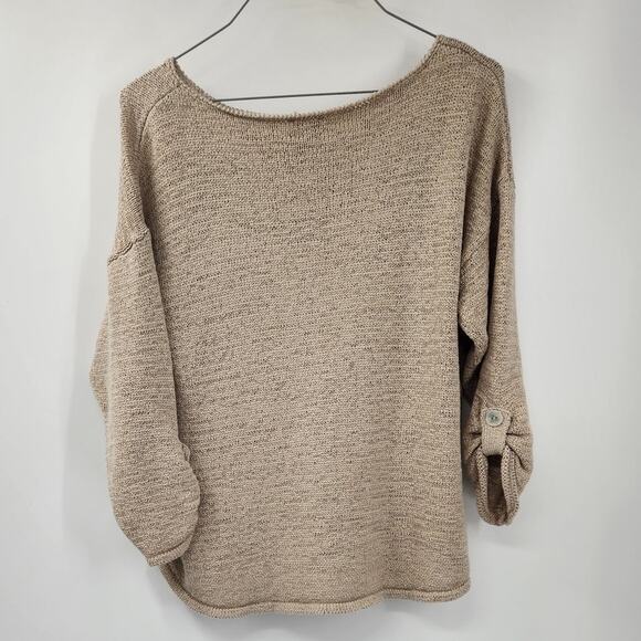 Chico's Tan 3/4 Sleeve Sweater Womens Size Large L (Chico's Size 1) - Picture 2 of 4